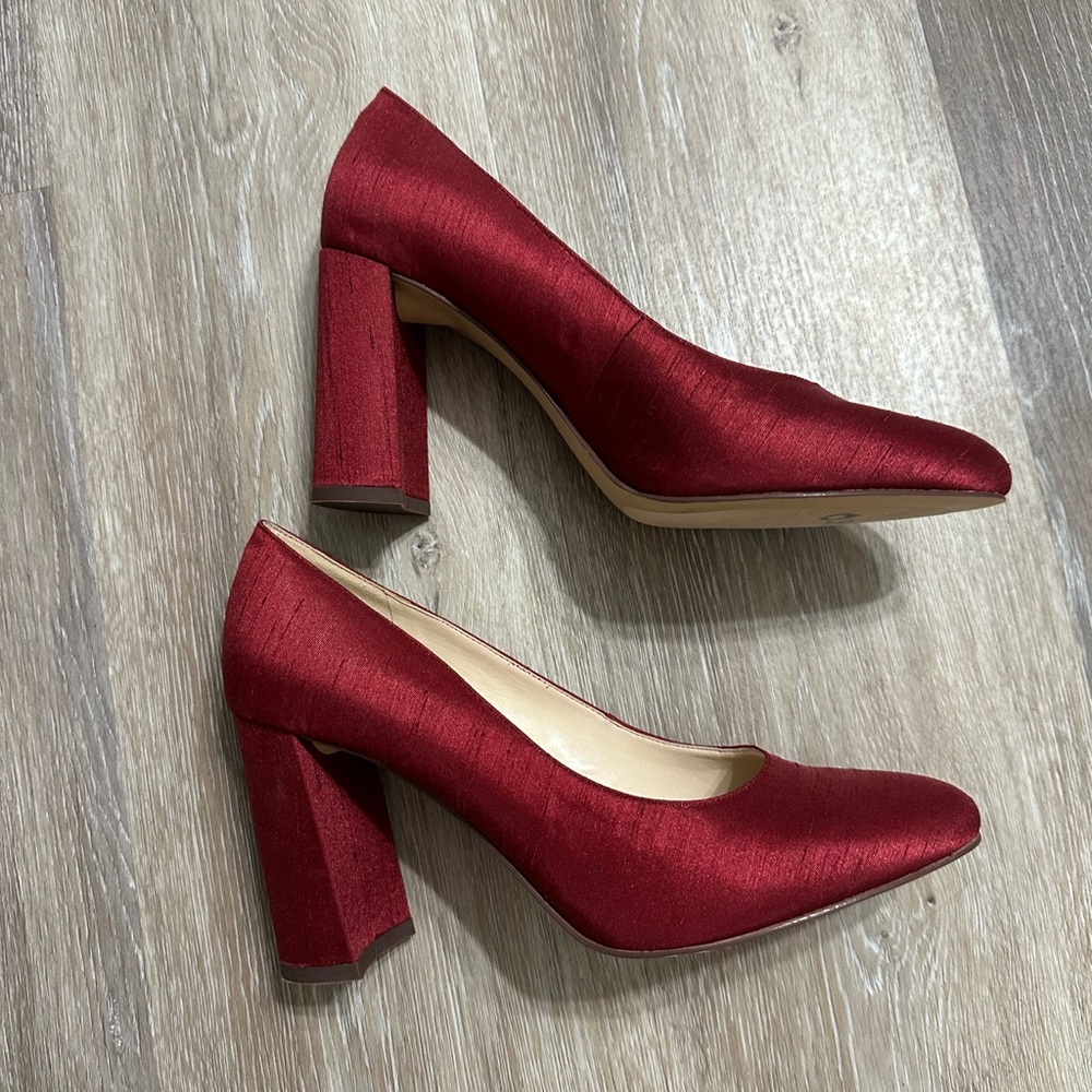 Nine West Burgundy/Red Block Heel Pumps